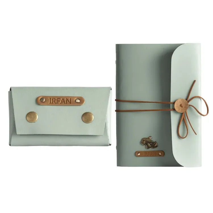 Personalized A5 Vegan Leather Diary and Visiting Card Holder